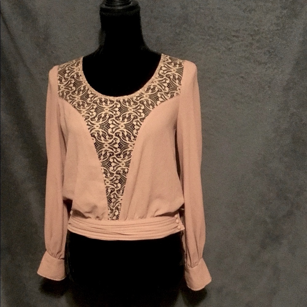 Classy button, lacy sheer blouse